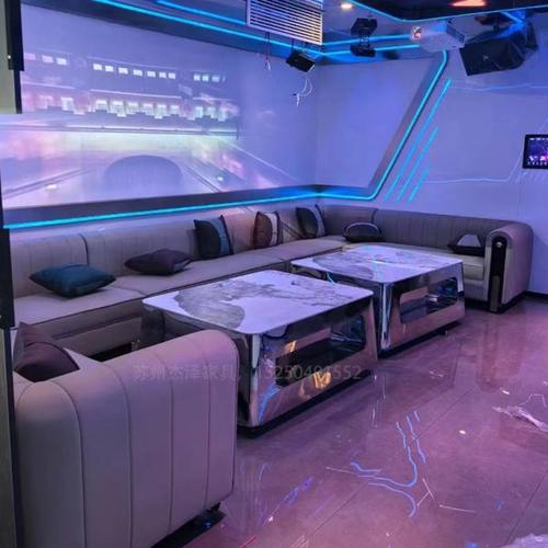 定制KTV茶几专用桌子发光不锈钢酒吧会所散台包厢沙发大理石茶几