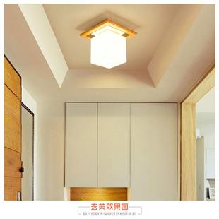 现代简约客厅餐厅书房实木过道灯设计师 灯创意木质玻璃灯X8003