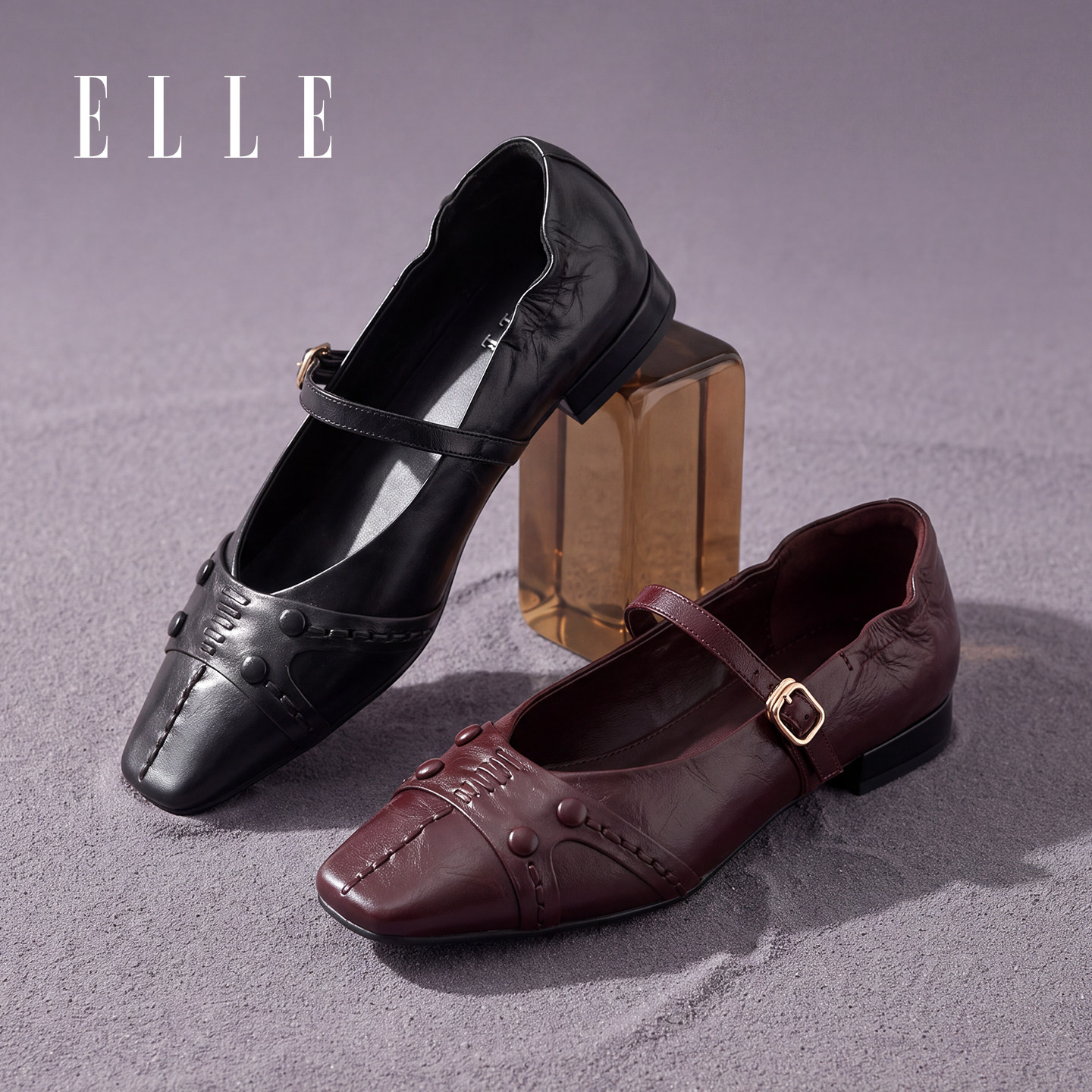 ELLE女鞋牛皮软底2026新款秋季平底舒适玛丽珍鞋绝美不累脚小单鞋图片