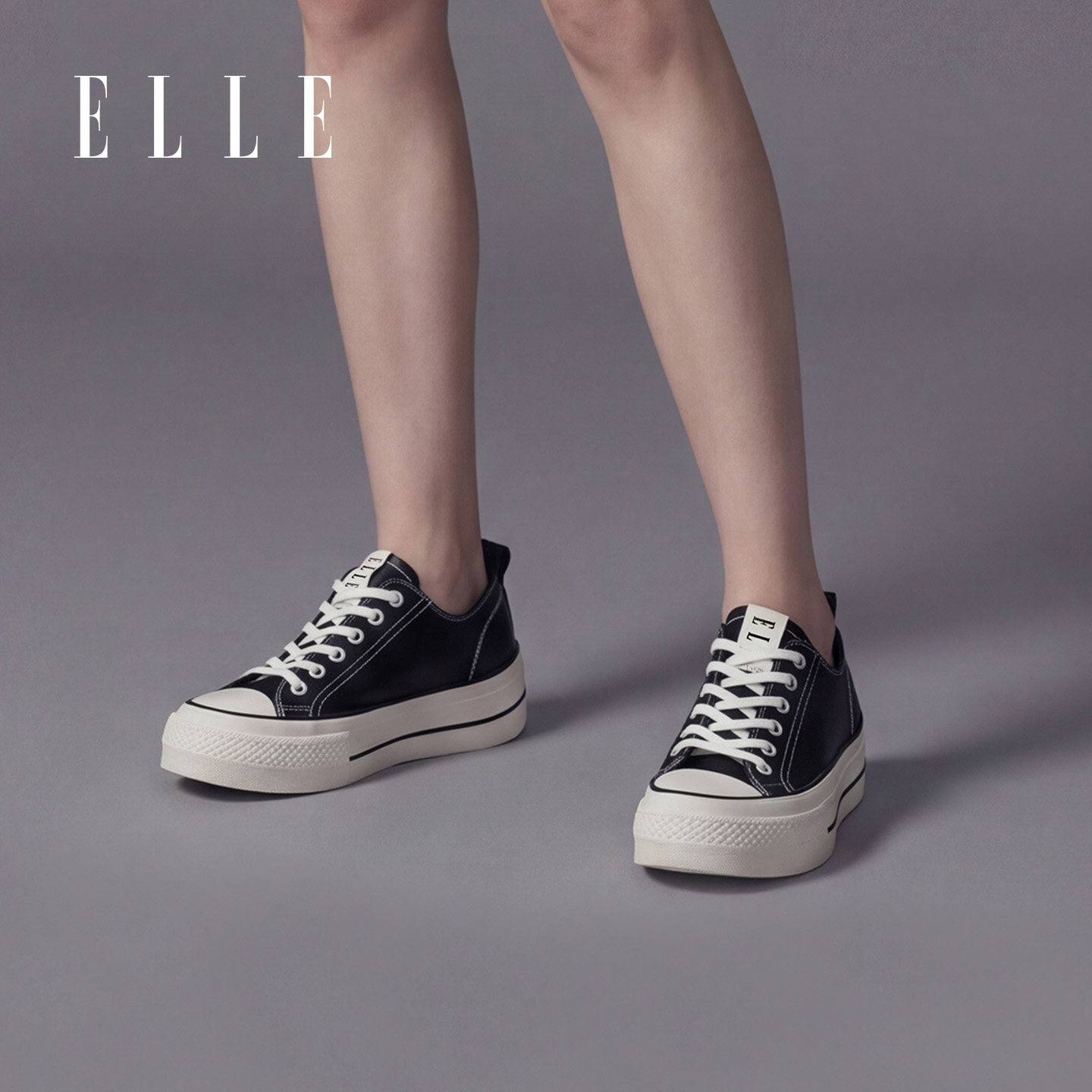 ELLE女鞋草地有氧厚底帆布鞋女款2026新款夏季轻便增高板鞋图片