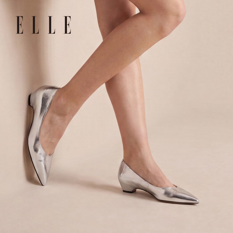 ELLE女鞋百搭好穿●气质优雅粗跟浅口单鞋女职业工作高跟鞋内增高