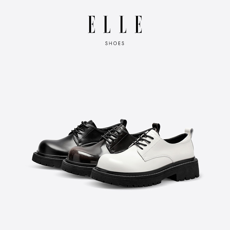ELLE厚底增高小皮鞋女2026新款夏季单鞋鞋子大头德比鞋牛津鞋