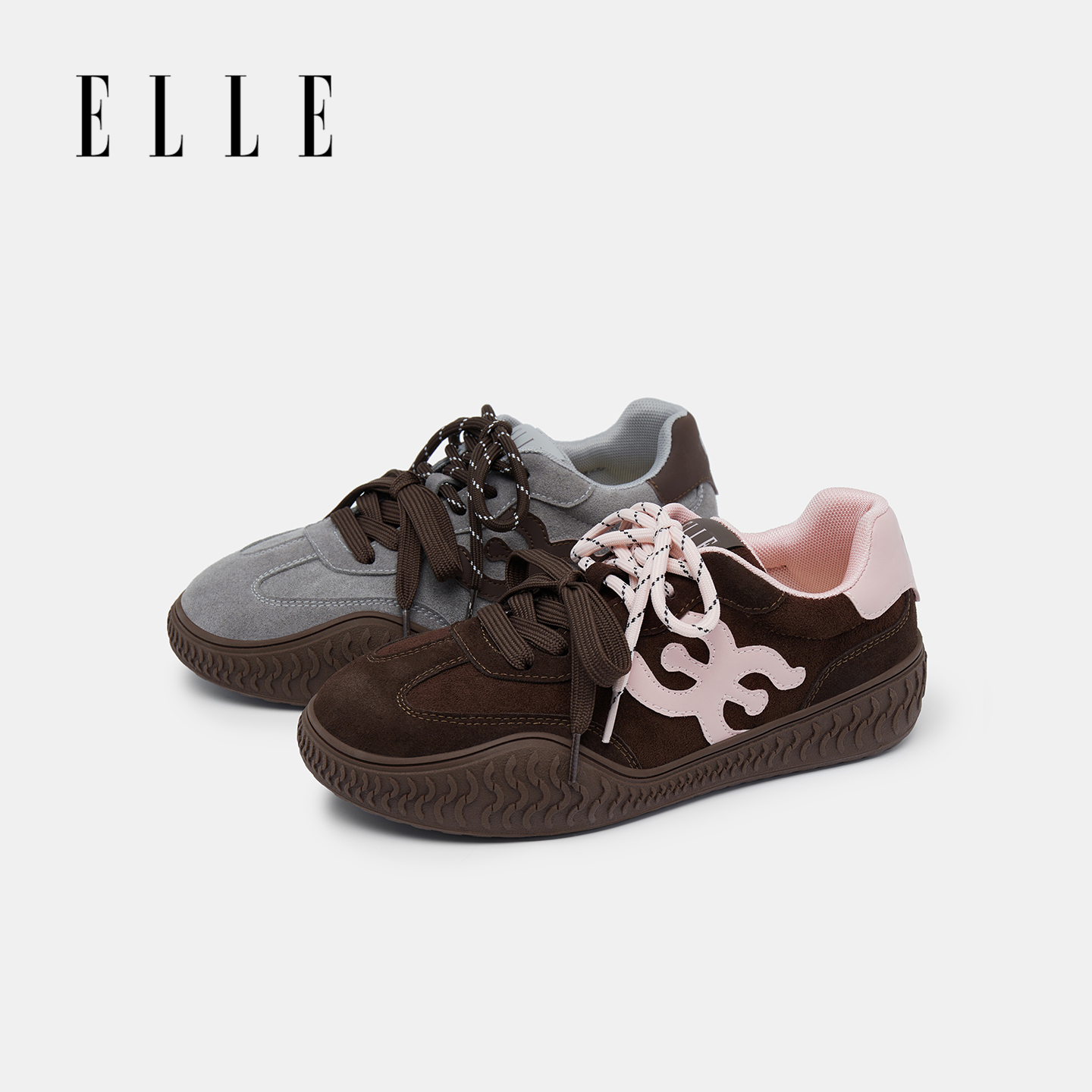 ELLE德训鞋厚底撞色复古百搭