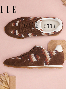 【KK专属】ELLE内增高女鞋2025新款秋季德训鞋厚底平底阿甘鞋X