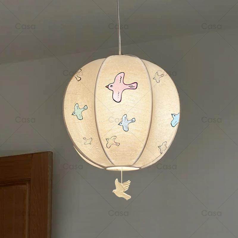 丹麦刺绣吊灯护眼餐厅吧台灯创意中古诧寂风布艺儿童房间卧室灯具