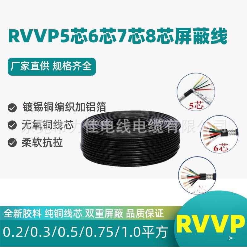 纯铜屏蔽线RVVP7芯0.3/0.5/0.75平方七芯纯铜信号抗干扰电线