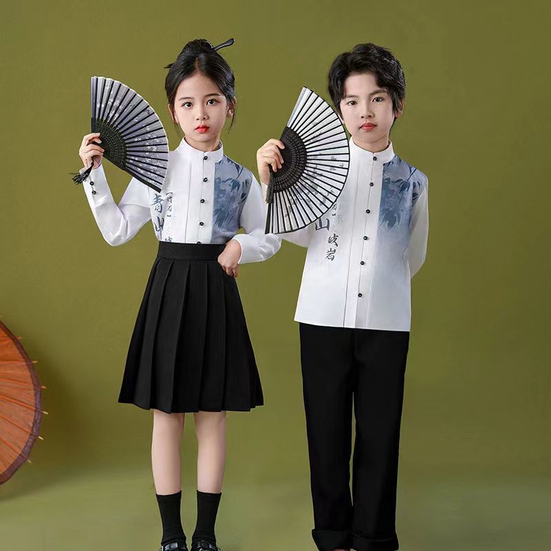 六一儿童演出服中国朗诵合唱中小学生幼儿园表演班服国学诗歌汉服