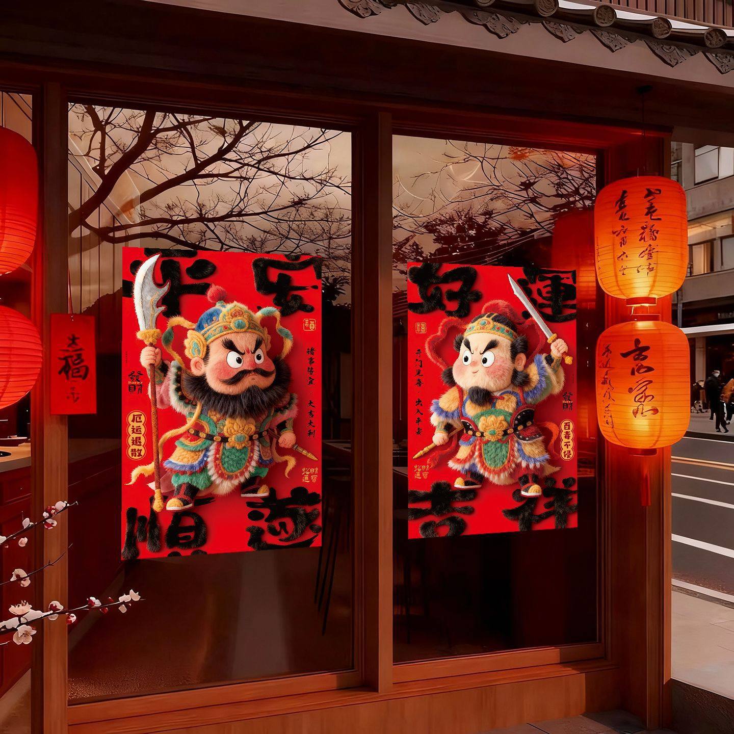 2026马年毛绒门神创意静电贴新年春节装饰中式窗花过新年贴纸布置,节庆用品/礼品,门神,淘宝优惠券,粉丝福利购,淘宝优惠卷