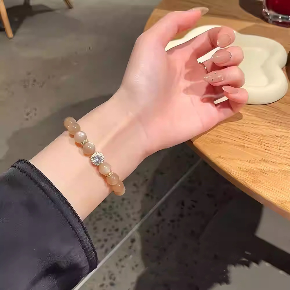 天然太阳石橙月光水晶手链温柔【奶酪可可】奶茶月光石闺蜜女手串