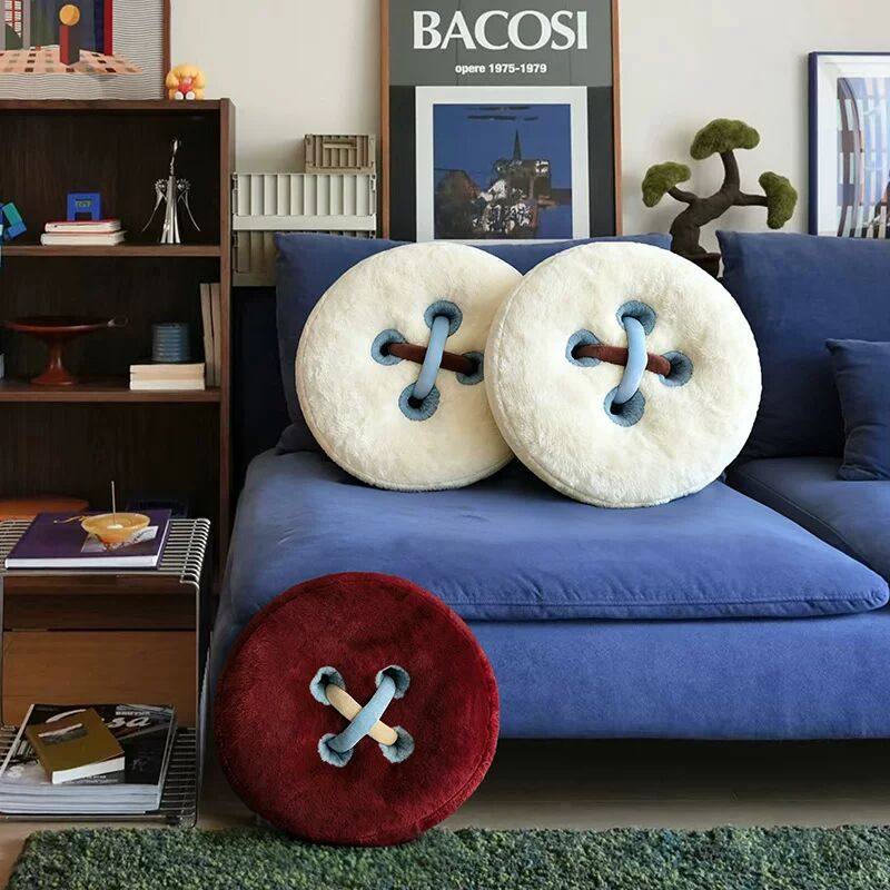可爱创意纽扣抱枕毛绒圆形靠垫沙发客厅汽车腰靠装饰靠枕沙发靠枕,居家布艺,靠垫/抱枕,淘宝优惠券,粉丝福利购,淘宝优惠卷