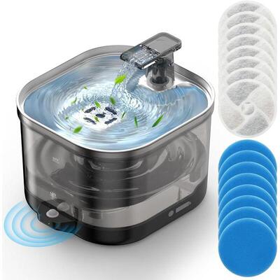 Cordless Stainless Steel Cat Water Fountain Includes 8PCS