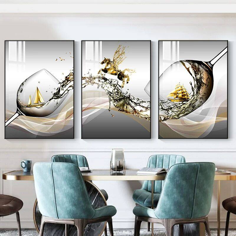 轻奢北欧风餐厅装饰画现代简约饭厅挂画饭餐桌背景墙晶瓷镶钻壁画,家居饰品,现代装饰画,淘宝优惠券,粉丝福利购,淘宝优惠卷