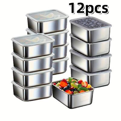 Stainless Steel Food Storage Containers with Plastic Lids