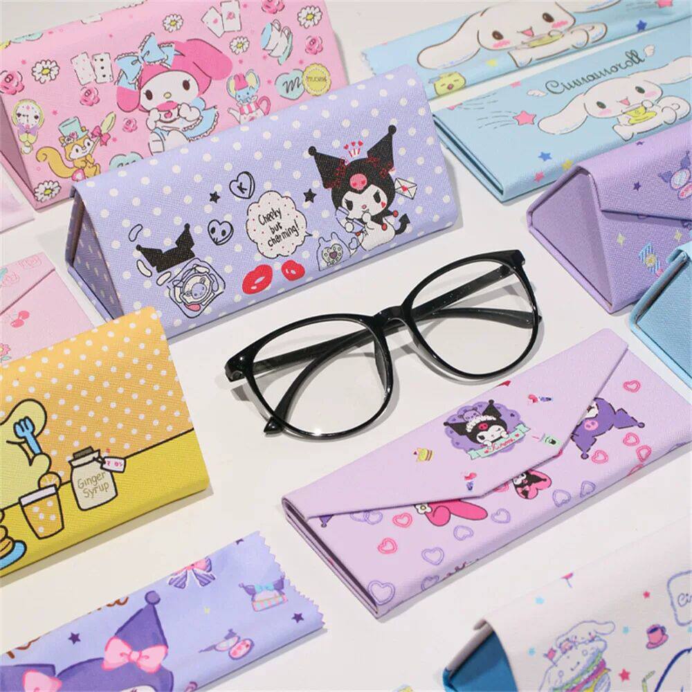 日系库洛米学生眼镜盒少女心小清新卡通帕恰狗抗压折叠收纳硬盒子