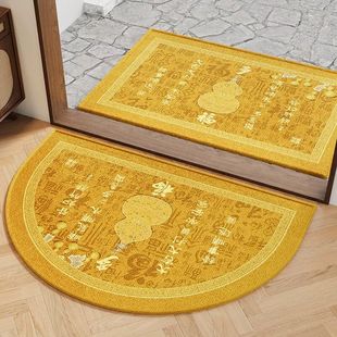 金黄色招财半圆形入户门地垫进门地毯大门口室内外防滑脚垫子定制