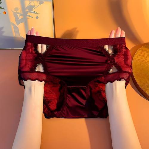 中腰蕾丝性感镂空女士内裤纯棉抗菌裆包臀收腹塑形提臀塑身美体裤