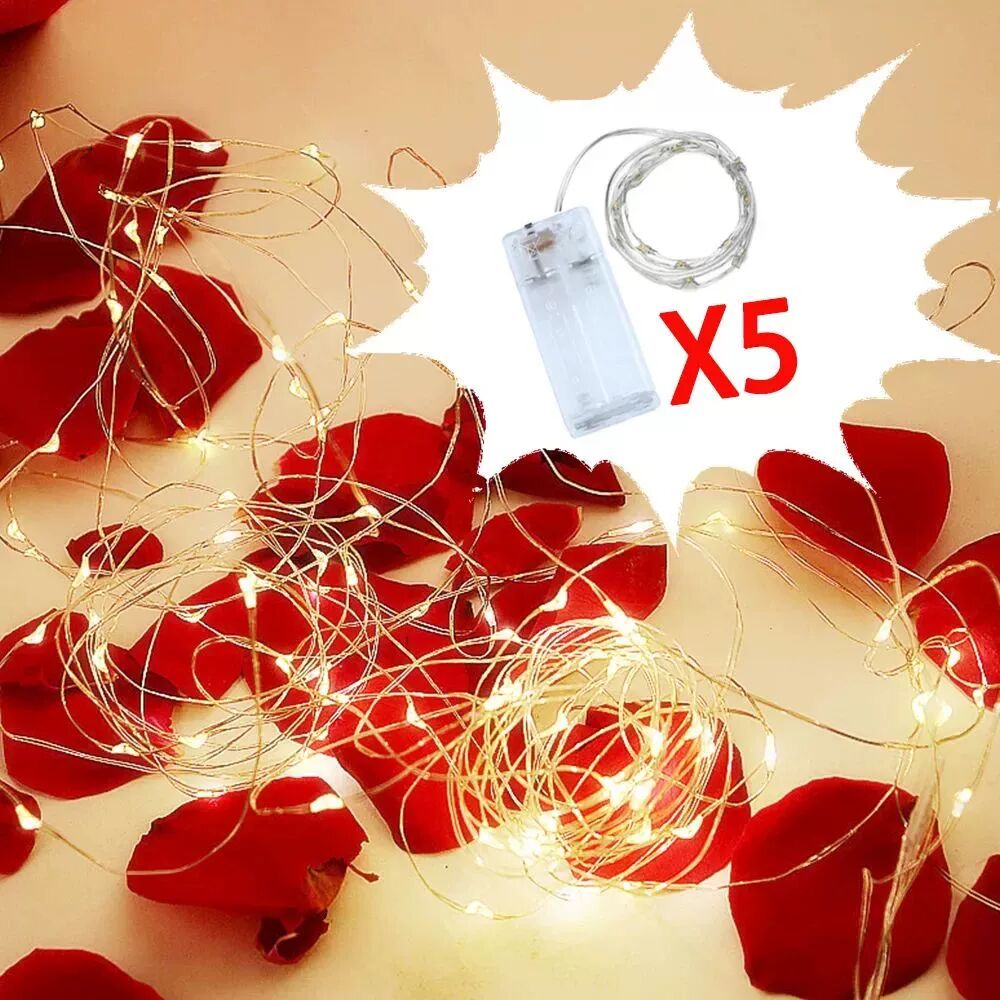 5Pack Fairy Lights LED Mini String Lights Battery Copper Wir