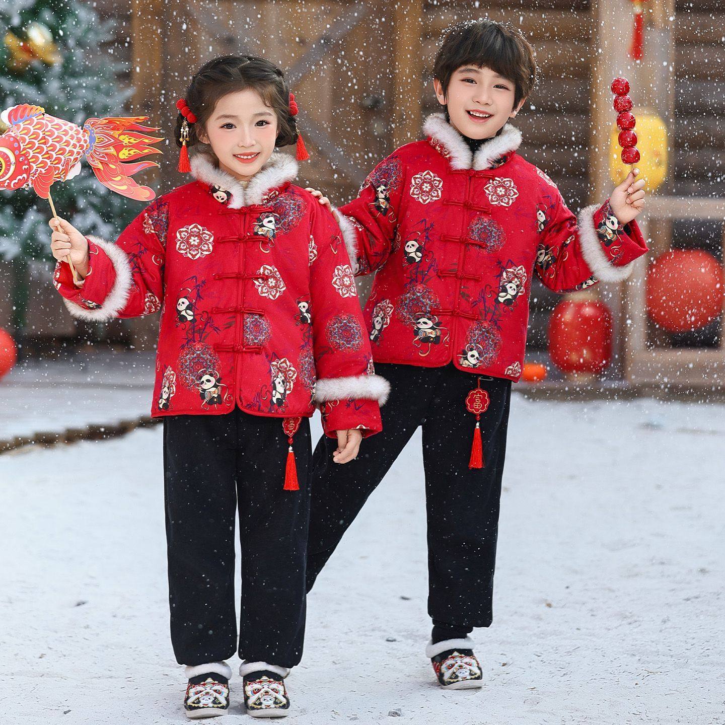 拜年服男童冬装套装汉服女童棉服国风宝宝周岁礼服儿童中式过年服,童装/婴儿装/亲子装,汉服,淘宝优惠券,粉丝福利购,淘宝优惠卷