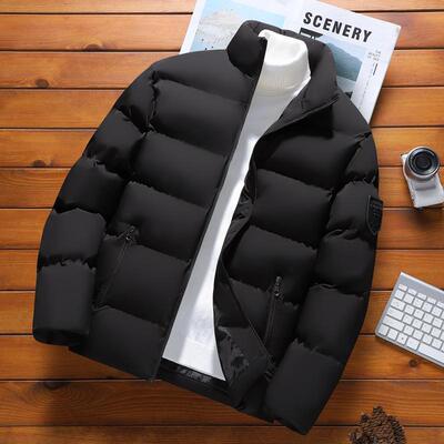 Men's Trendy Warm Jacket Stylish Black Down Jacket with