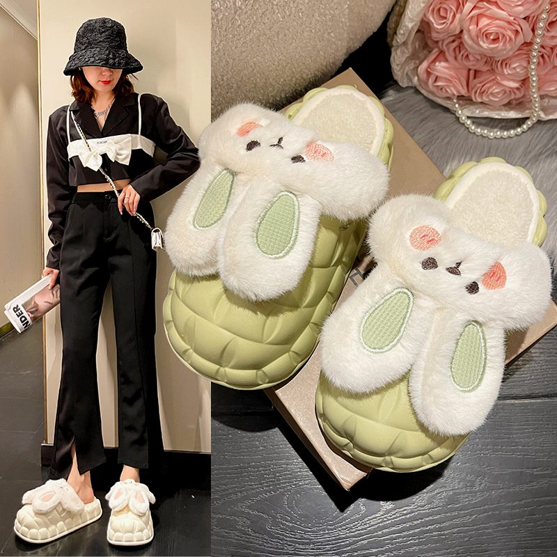 可拆卸包跟拖鞋秋冬新款加绒加棉居家可外穿情侣棉鞋拖鞋防水