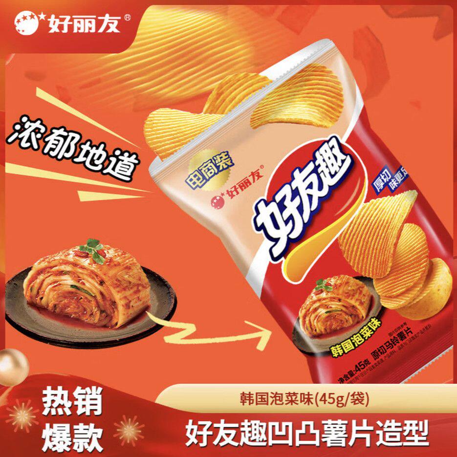 好丽友好友趣凹凸薯片45g泡菜蜂蜜黄油休闲膨化聚餐零食