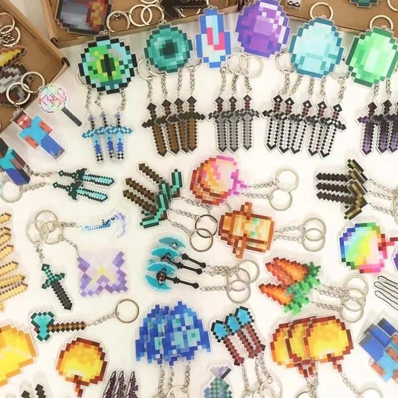 我的世界新款周边Minecraft不s图腾金苹果胡萝亚克力钥匙扣混装
