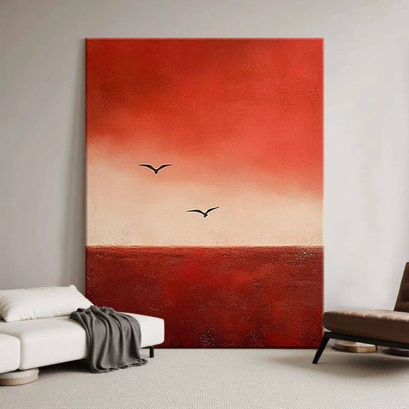 《赤羽》意式极简艺术客厅装饰画抽象飞鸟纯手绘油画玄关走廊挂画,家居饰品,现代装饰画,淘宝优惠券,粉丝福利购,淘宝优惠卷