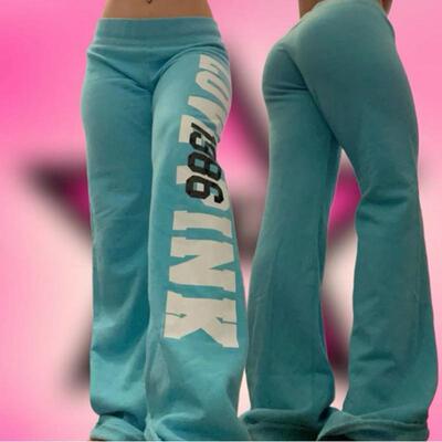 2000s American retro letter print casual trousers versatile