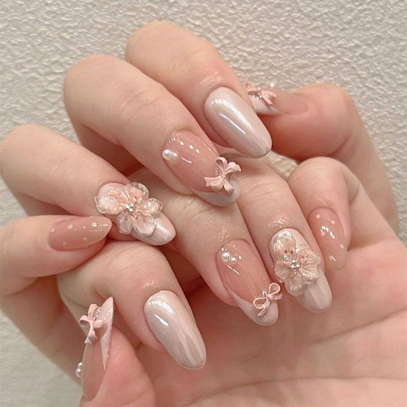 温柔春夏小桃花手工美甲穿戴甲短甲高级ins网红甜美辣妹可爱学生,彩妆/香水/美妆工具,穿戴甲/甲片,淘宝优惠券,粉丝福利购,淘宝优惠卷