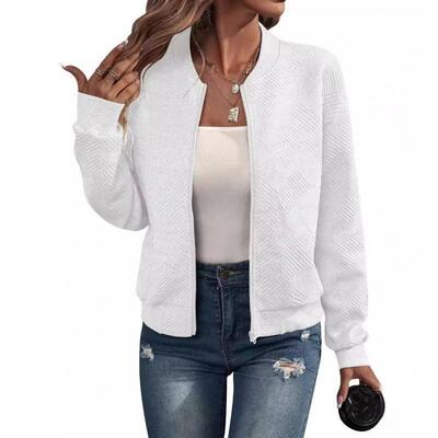 Women's Bomber Jacket Fall Fashion Lightweight Zip Up Long