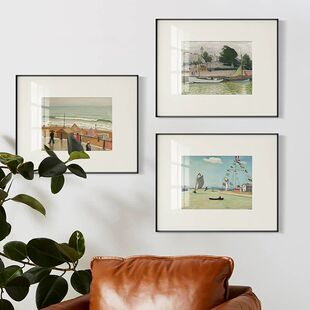 北欧简美法式 饰画 海边风景艺术玄关壁画客厅卧室小众复古帆船挂装
