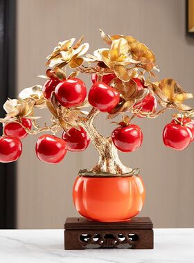 2026新年发财树摆件客厅仿真装饰品摆台酒店大堂前台包间玄关布置