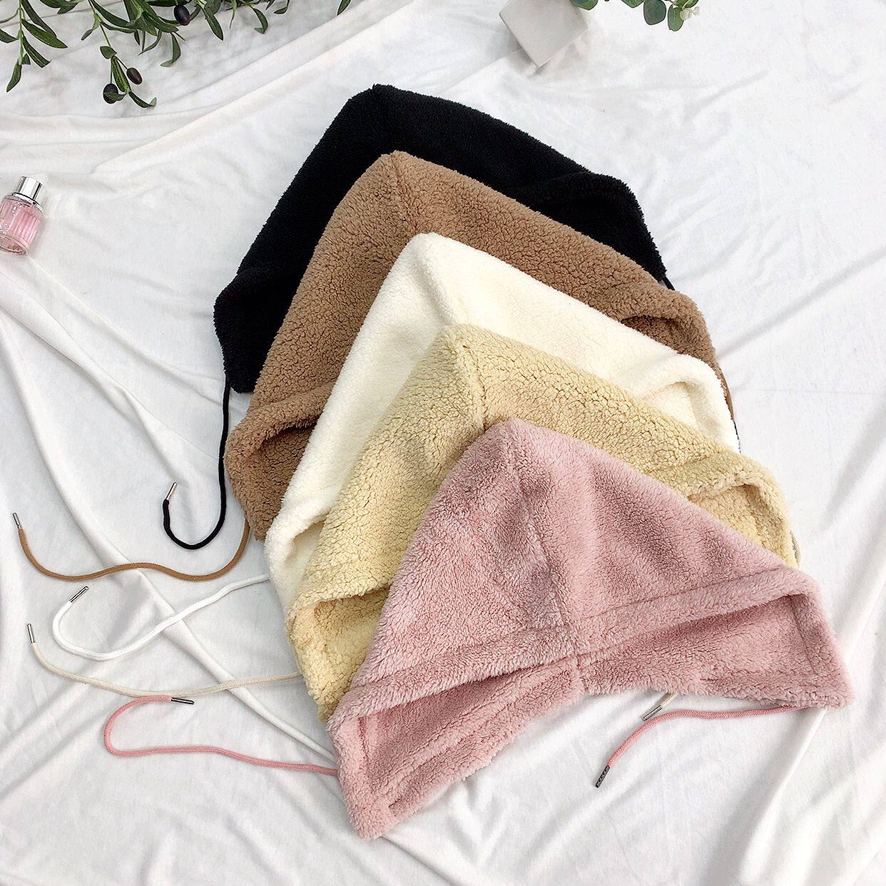 假帽子领连帽可拆卸纽扣