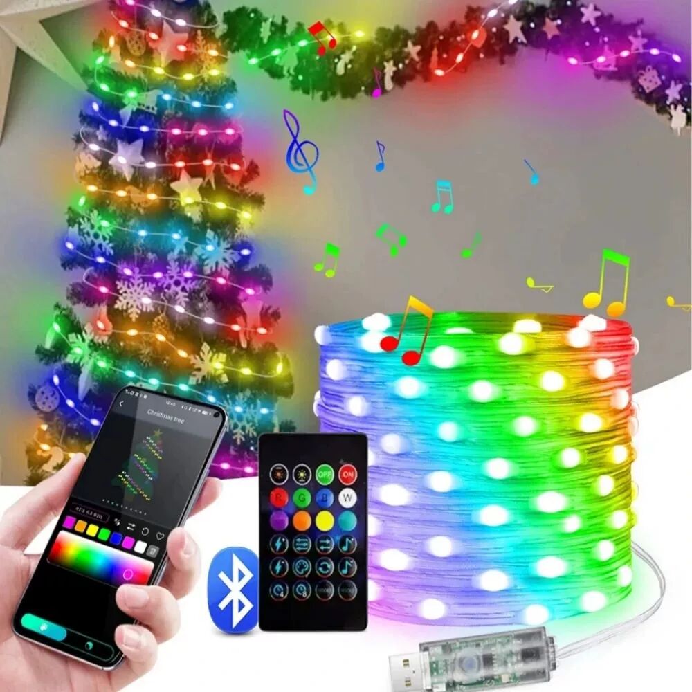 5M/10M/20M RGBIC LED Smart Fairy Lights Bluetooth APP Contro