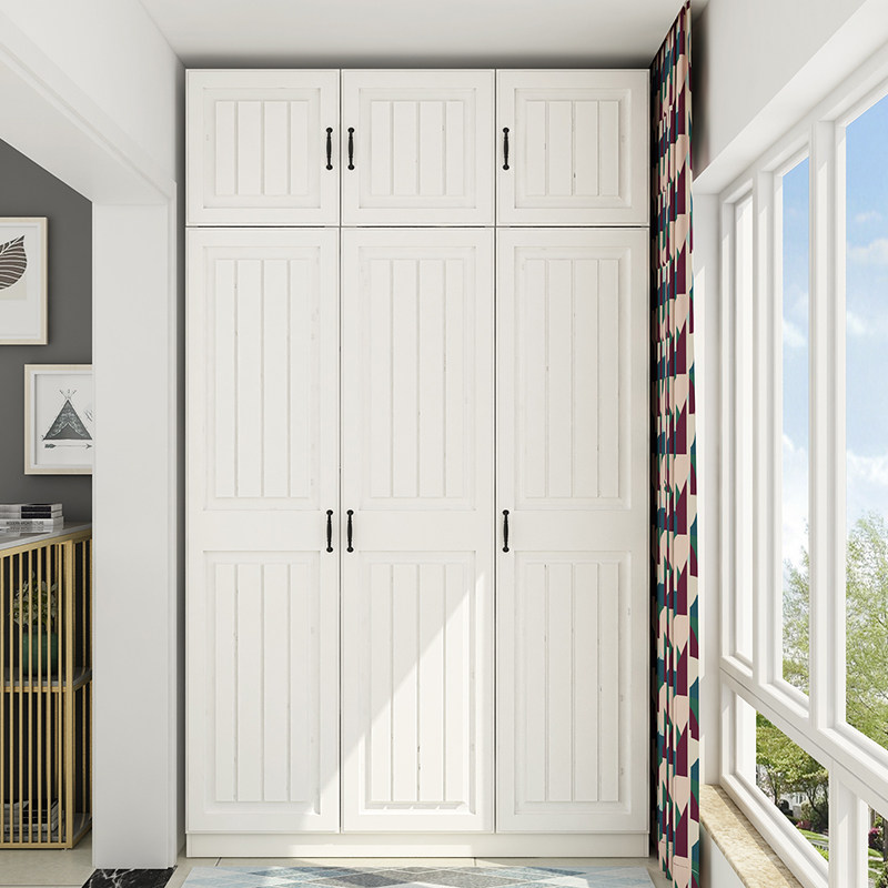 全友家居定制简约欧式阳台实木衣柜经济型简约大容量家用储物柜收