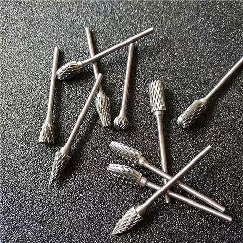 2.35柄钨钢合金磨头木工旋转锉刀电磨细柄打磨头核桃雕刻铣刀套装