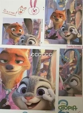 疯狂动物城韩国cgv特典朱迪尼克四宫格加拍立得一套