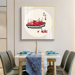 新中式餐厅装饰画中国风客厅饭厅背景墙餐桌挂画现代简约壁画单幅