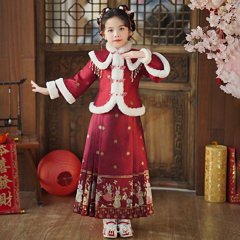 女童拜年服冬季汉服马面裙加厚2023新款冬装儿童中国风古装公主裙,童装/婴儿装/亲子装,汉服,淘宝优惠券,粉丝福利购,淘宝优惠卷