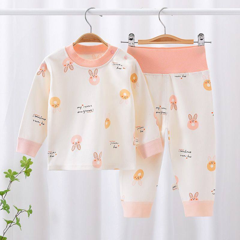 婴儿儿童睡衣套装春秋纯棉高腰衣服宝宝护肚秋衣秋裤保暖内衣打底