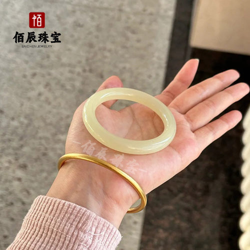 阿富汗玉手镯古青色湖水绿圆条女款阿富汗玉镯子礼品直播货源