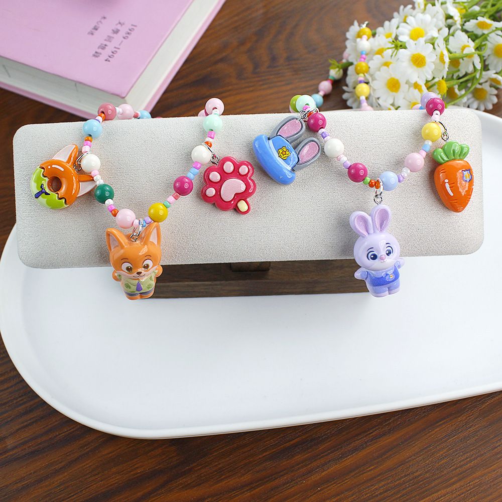 儿童卡通疯狂动物城玩偶项链多巴胺彩色串珠毛衣项链兔子警官饰品