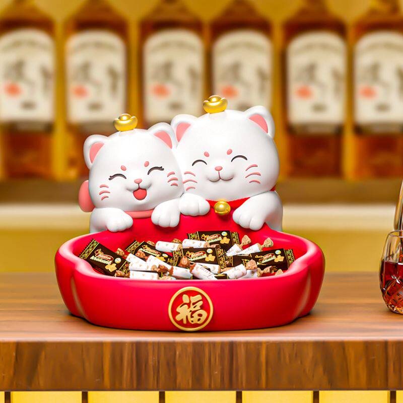 招财猫店铺开业前台糖果盒玄关钥匙收纳摆件装饰品乔迁新居礼品