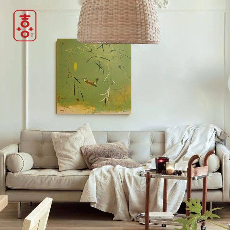 新中式客厅背景墙复古花鸟装饰画现代书房侘寂中古风大幅落地挂画,家居饰品,现代装饰画,淘宝优惠券,粉丝福利购,淘宝优惠卷