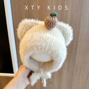 儿童护耳帽冬季毛绒加厚保暖可爱猫耳朵卡通男女宝宝针织防风帽子