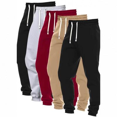 5 Pack Men'S Solid Color Sweatpants Polyester Knit Fabric