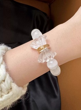 流萤原创天然白水晶幽灵黄水晶手串蝴蝶翅膀仙气少女夏日手饰礼