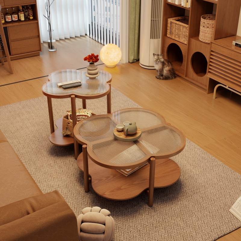 全友家居冬木云朵茶几实木北欧客厅家用简约现代小户型奶油网红四