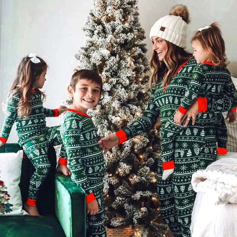 2025 Christmas Family Pajamas Set Green Family Look Matching
