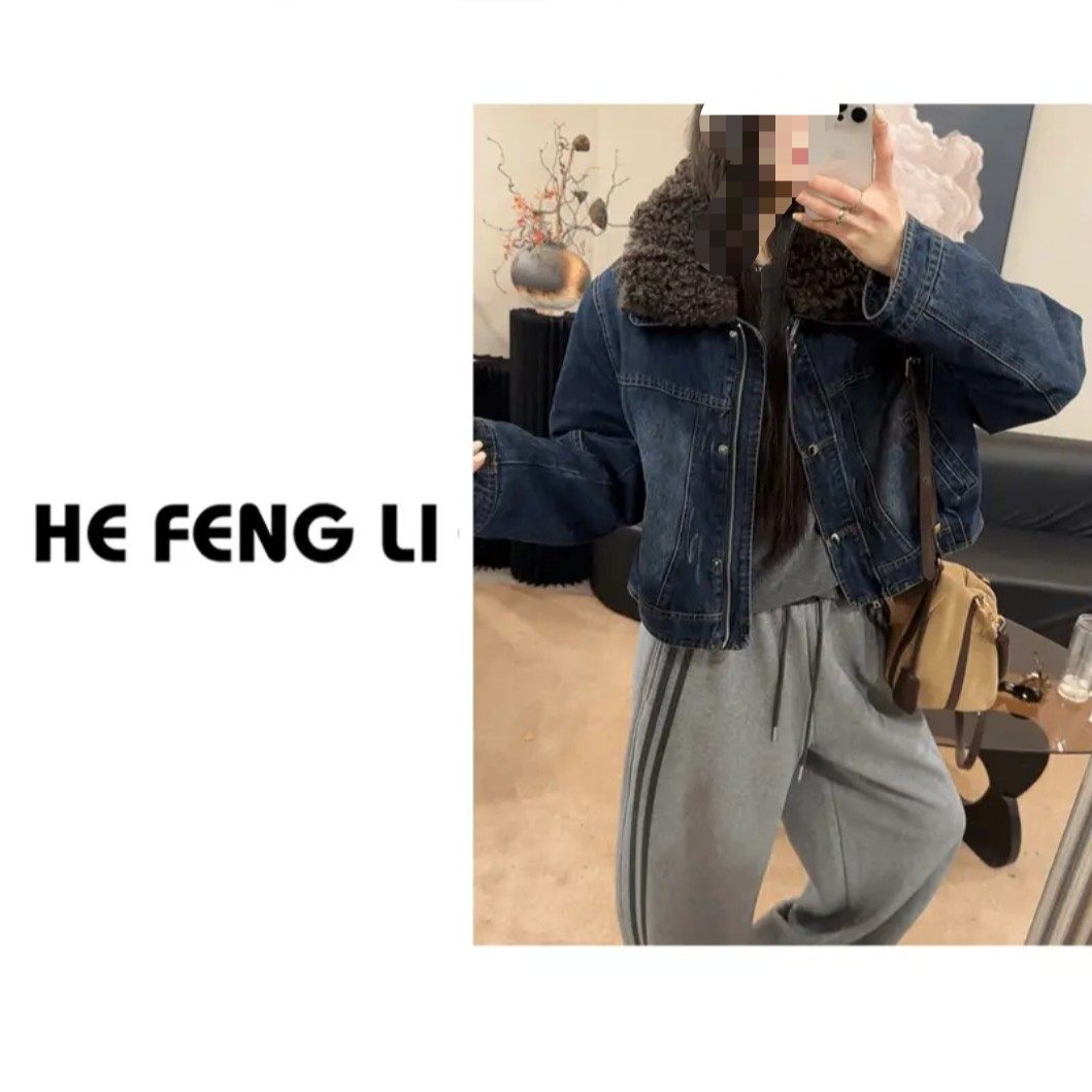 港风复古毛领夹棉加厚牛仔外套女2025冬季新款宽松百搭时尚夹克,女装/女士精品,常规大码外套,淘宝优惠券,粉丝福利购,淘宝优惠卷